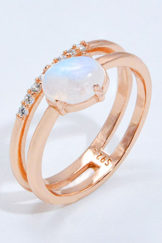 Natural Moonstone and Zircon Double-Layered Ring