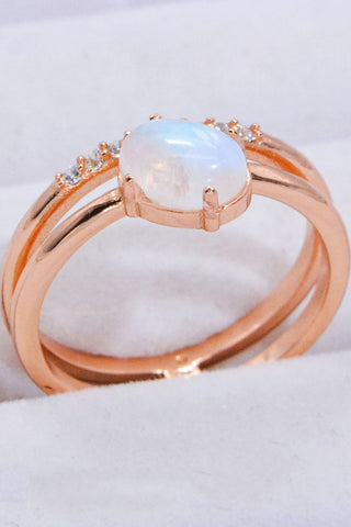 Natural Moonstone and Zircon Double-Layered Ring