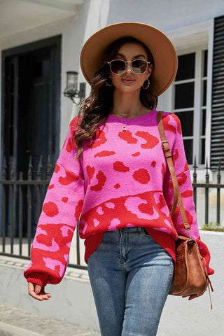 Leopard Drop Shoulder Sweater