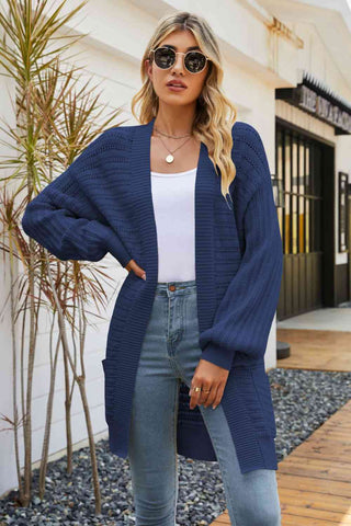 Open Front Dropped Shoulder Cardigan