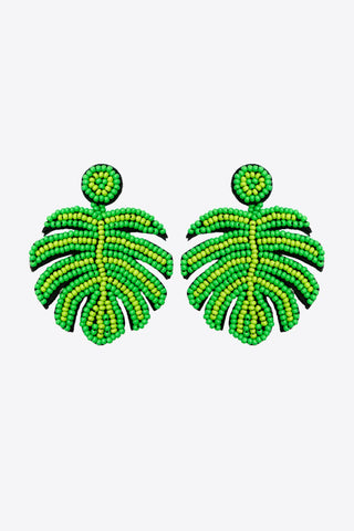 Beaded Banana Leaf Earrings