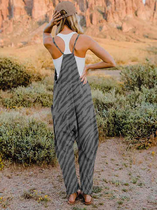 Full Size Printed V-Neck Sleeveless Jumpsuit