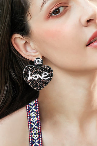 LOVE Beaded Heart Earrings