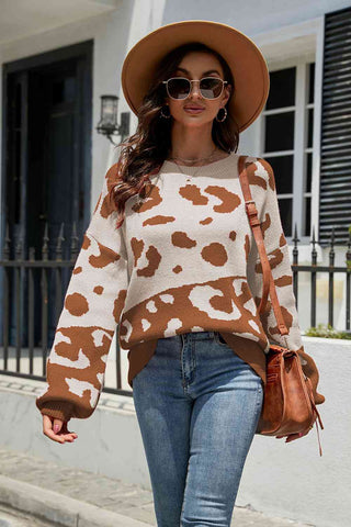 Leopard Drop Shoulder Sweater