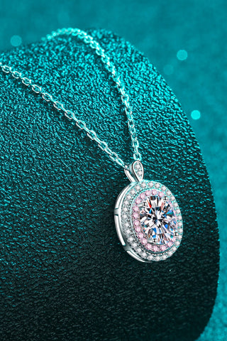 925 Sterling Silver Rhodium-Plated 1 Carat Moissanite Pendant Necklace