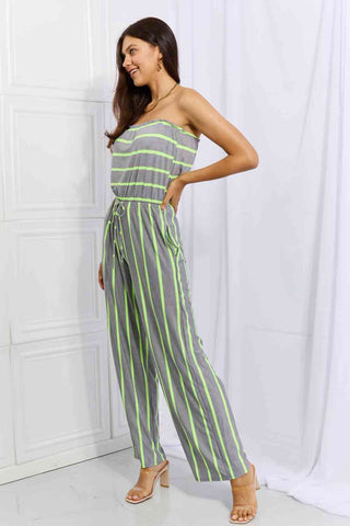 Sew In Love Pop Of Color Full Size Sleeveless Striped Jumpsuit