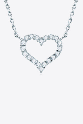 Moissanite Platinum-Plated Heart Necklace