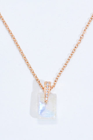 925 Sterling Silver Natural Moonstone Pendant Necklace